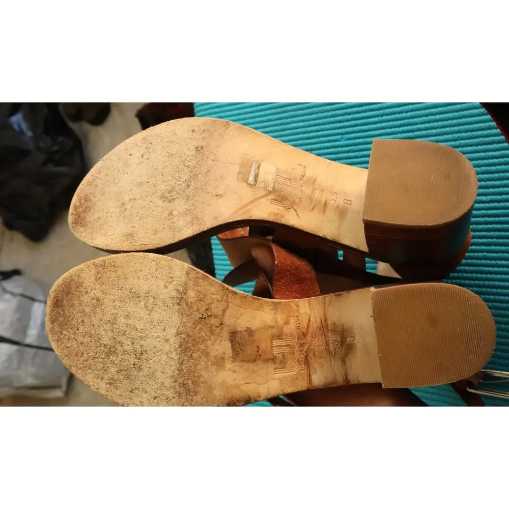 Belle Sigerson Morrison Tan Cognac Brown Suede Block Heel Sandal 8.5 B Boho Clog